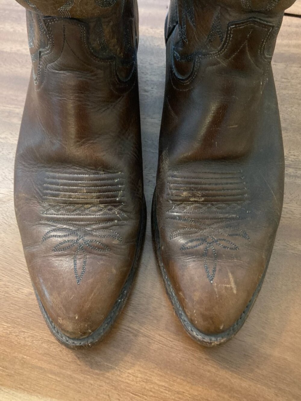 Dan Post Boots / Vintage Antique Tan Napa / Size 12R - Picture 10 of 16